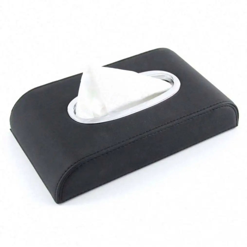 2024 High Quality Leather Custom Logo Car Napkin Tissue Paper Box Organizer Storage Car Tissue Box Holder