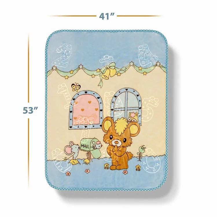 
Knitted lovely pattern 100% polyester cravity cartoon flannel baby blanket embossed 