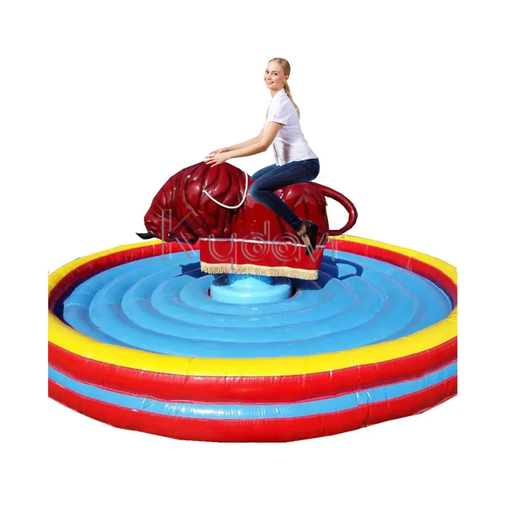 Commercial carnival amusement park electric inflatable adult ride rodeo bull game mechanical crazy bull riding machine for sale