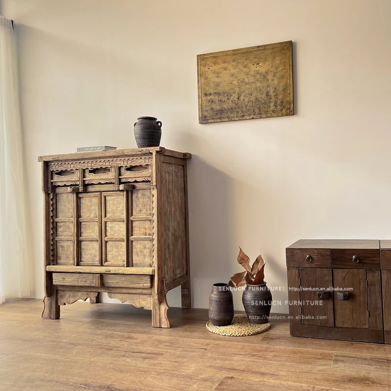 Factory Wholesale Antique Chinese Solid Wooden Dining Cabinet Living Room Cabinets