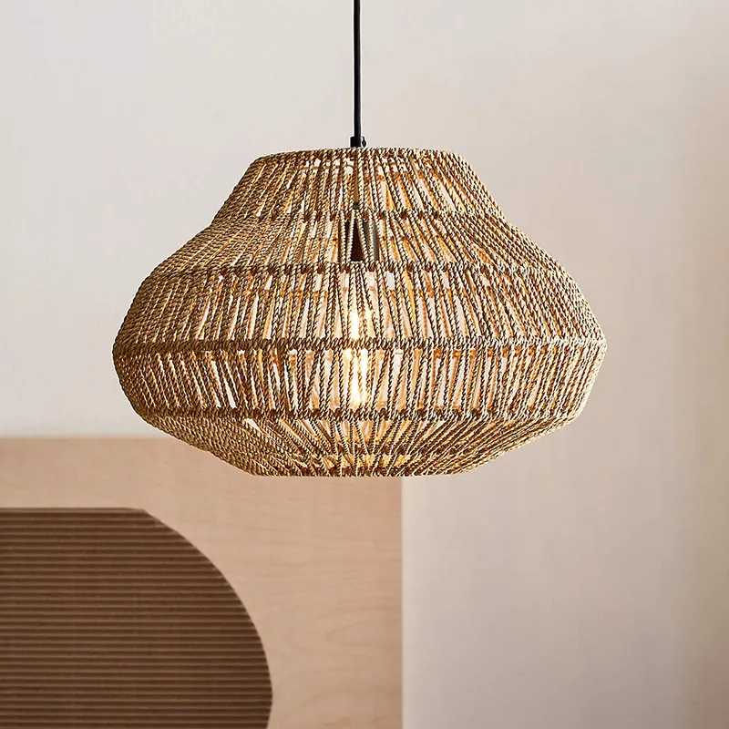 New Arrival Eco-friendly Material Rustic Style 3-tier Wicker Rattan Light Bamboo Lampshades