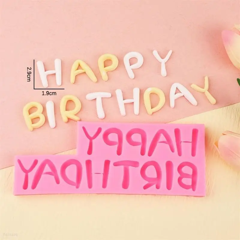 Силиконовая форма с надписью «happy birthday»