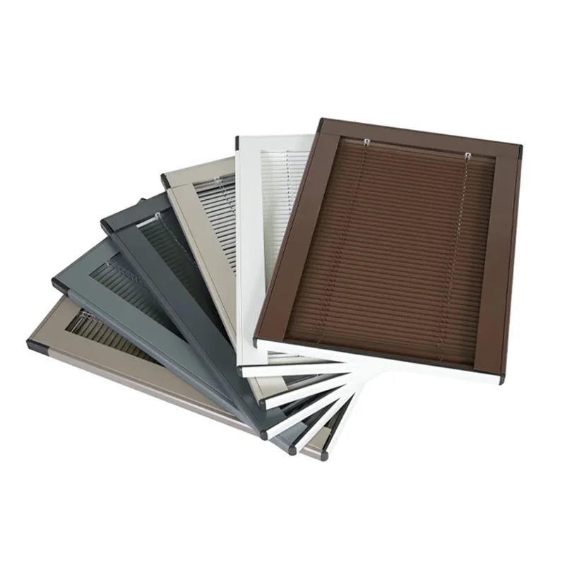 Double built-in blinds windows with integrated magnetic built in blinds between glass