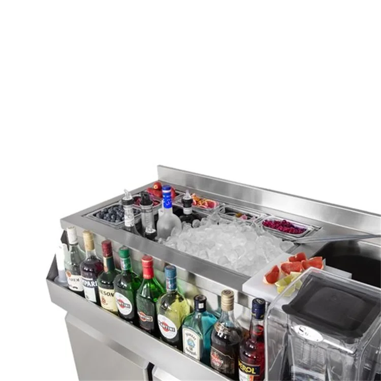 Mobile Work Station Cocktail Bar Station With Counter Fridge