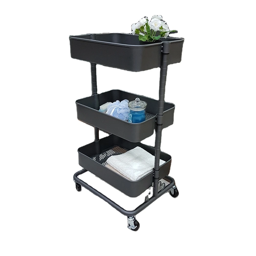 
Iron 3-Tier Single Tube Storage Trolley For Living Room 