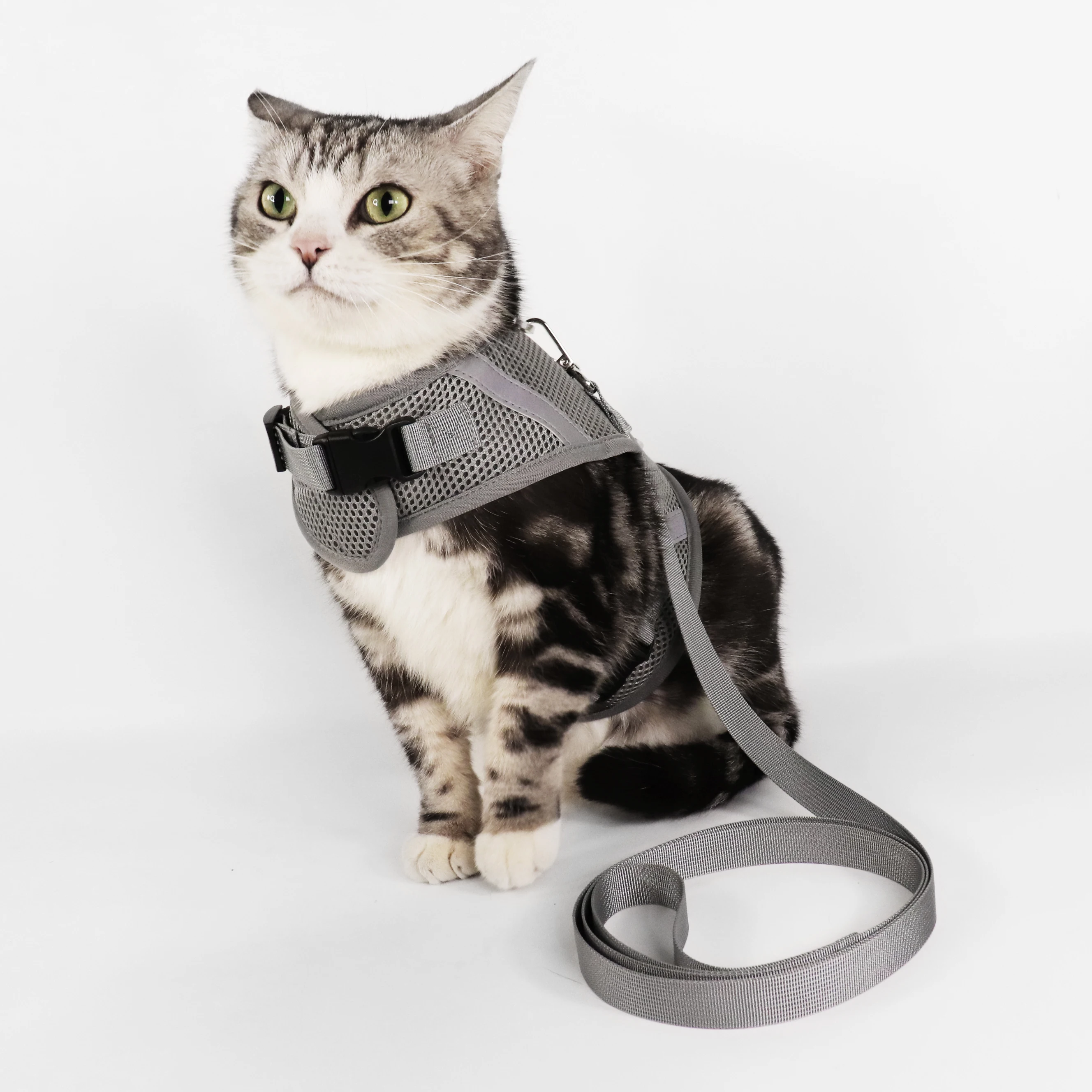 Pet travel adjustable cat vest wire custom mesh cat harness escape proof cat harness and leash set for walking
