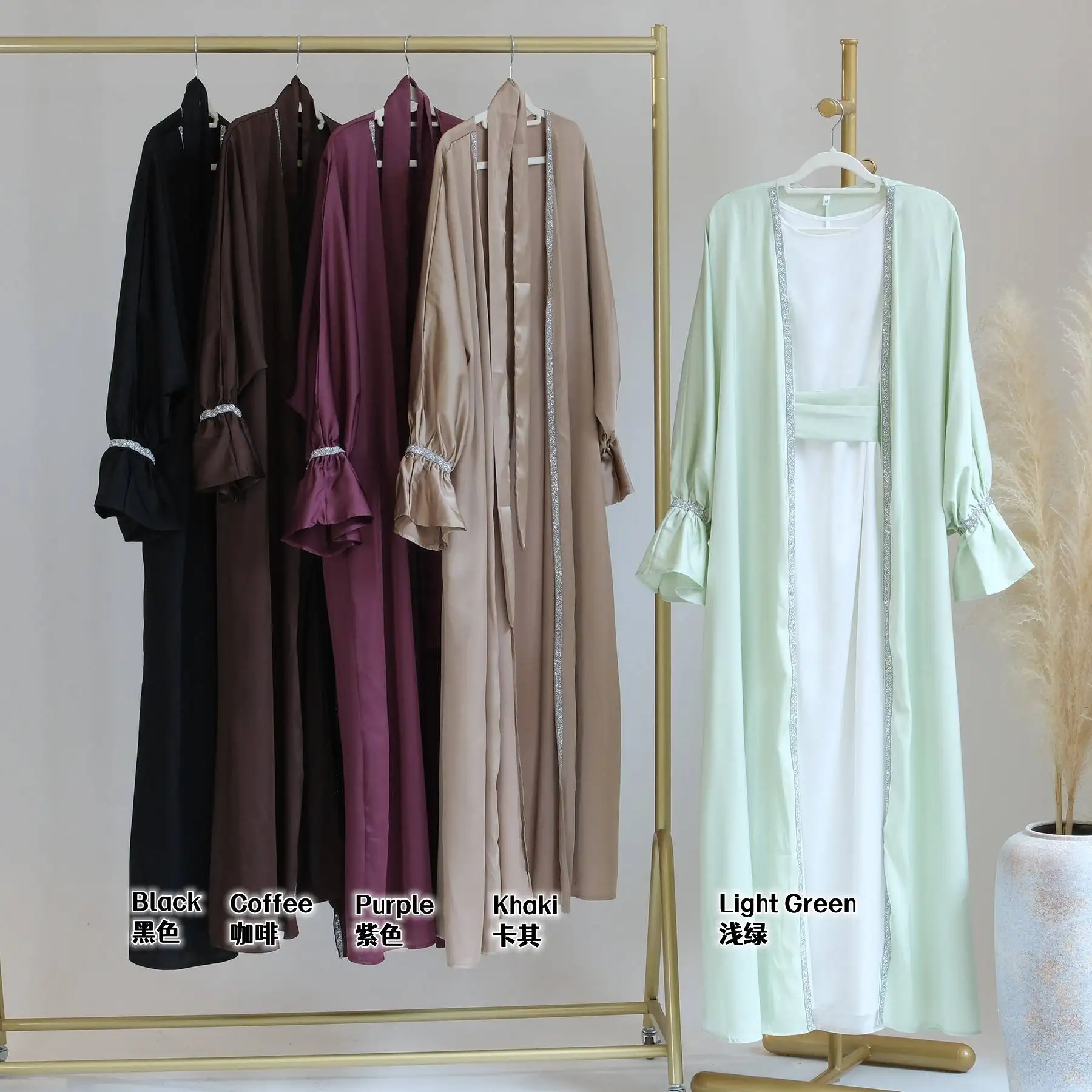 NEW Wholesale Custom Modest Islamic Clothing Dubai Turkey Elegent Dress Abaya Girl Women Muslim Dress Cotton Autumn Winter Abaya