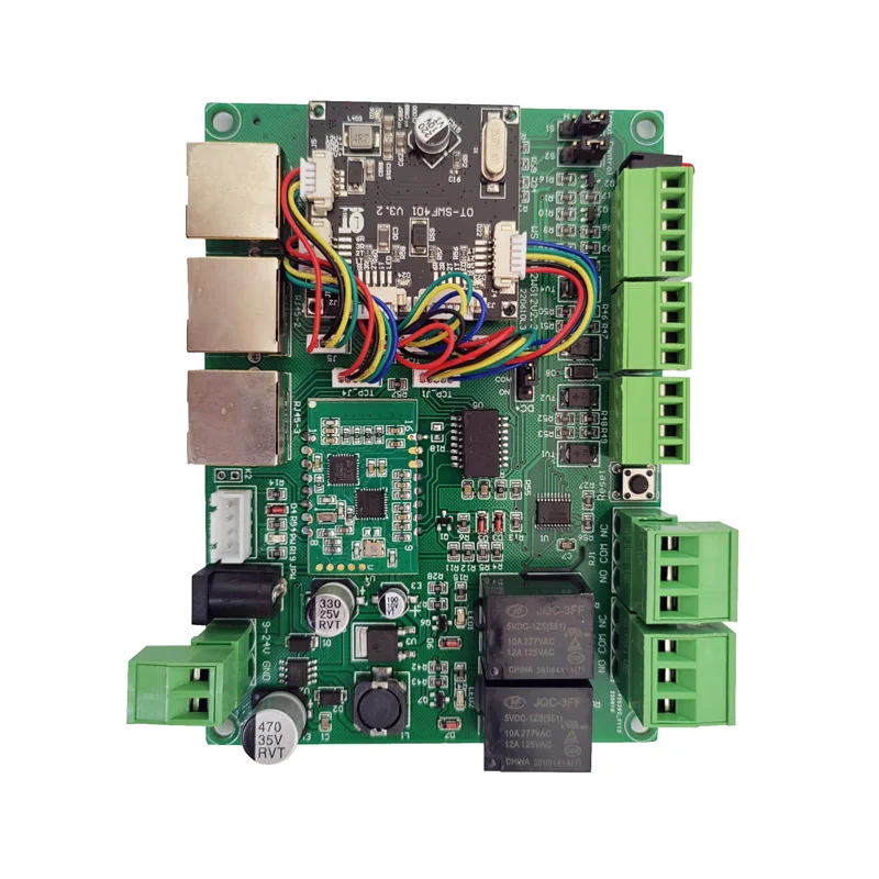 3 Ethernet TCP/IP port to 2 channel wiegand input 2 relay output Ethernet switch IO control board