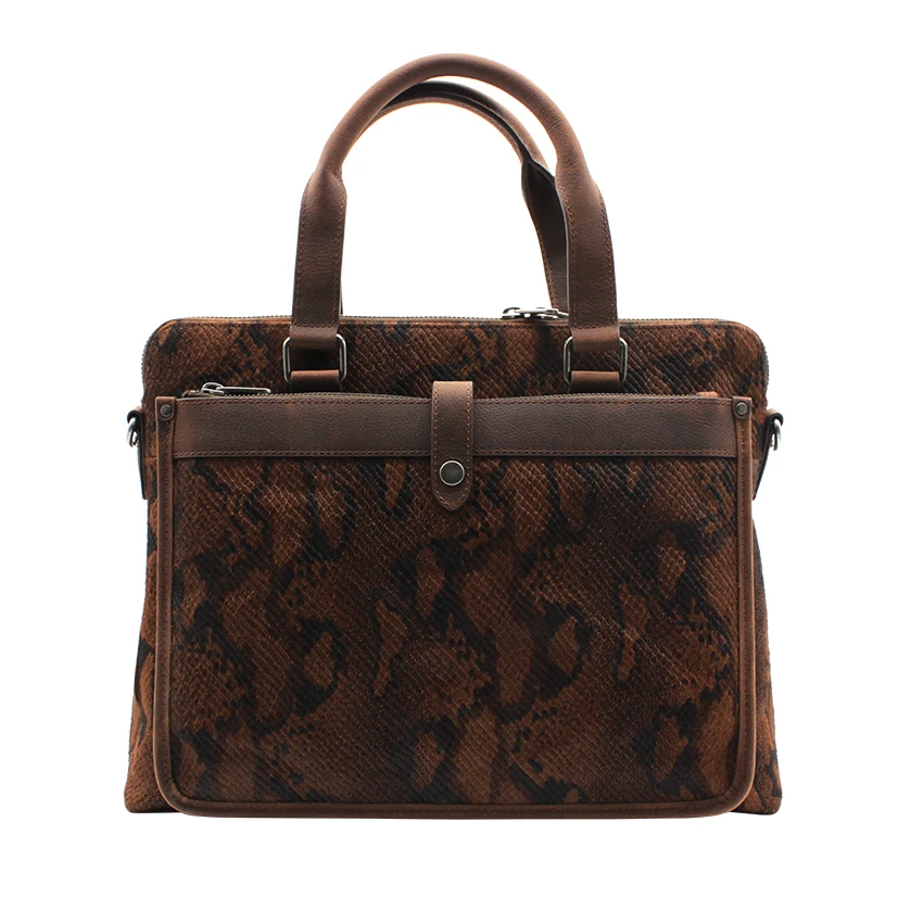 Vintage genuine leather business handbag high quality snake skin pattern briefcase