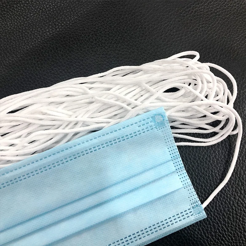Large factory Wholesale Low Price White Ear Tape Elastic Band Round Flat Elastic Earloops Manufacture