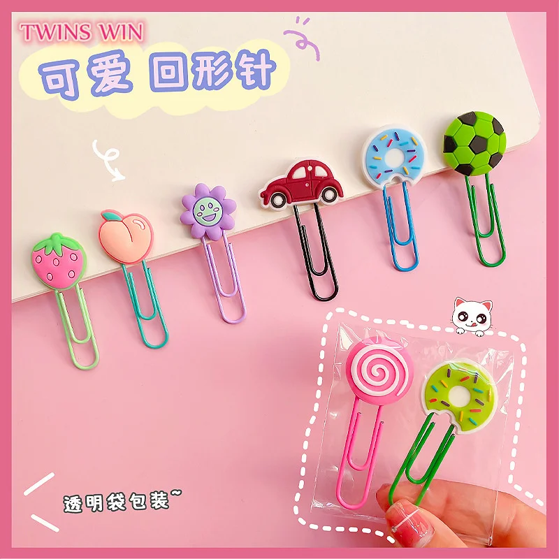 Metal Stationery 2Pcs/Set Cartoon Colorful Paper Clip Creative Student Bookmark 741