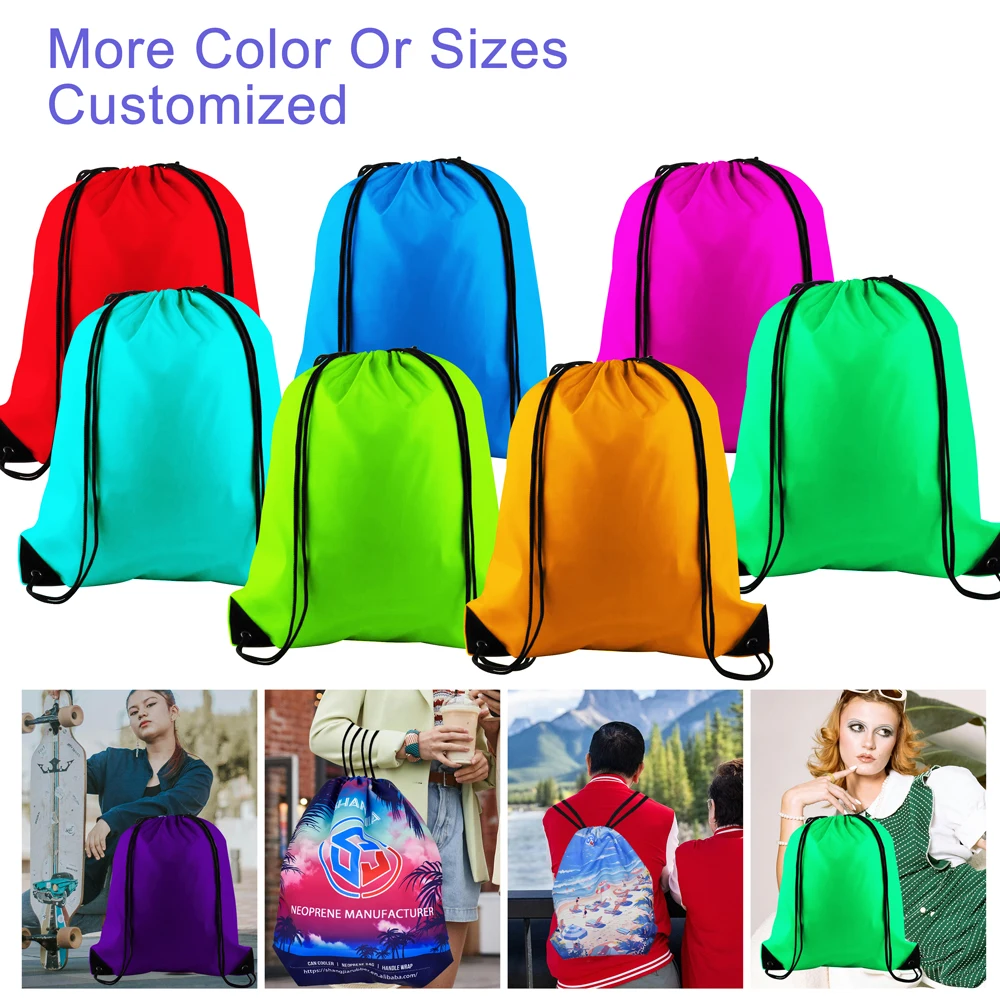 Waterproof Drawstring Gift Bag String Bag Drawstring Sports Polyester Drawstring Bag