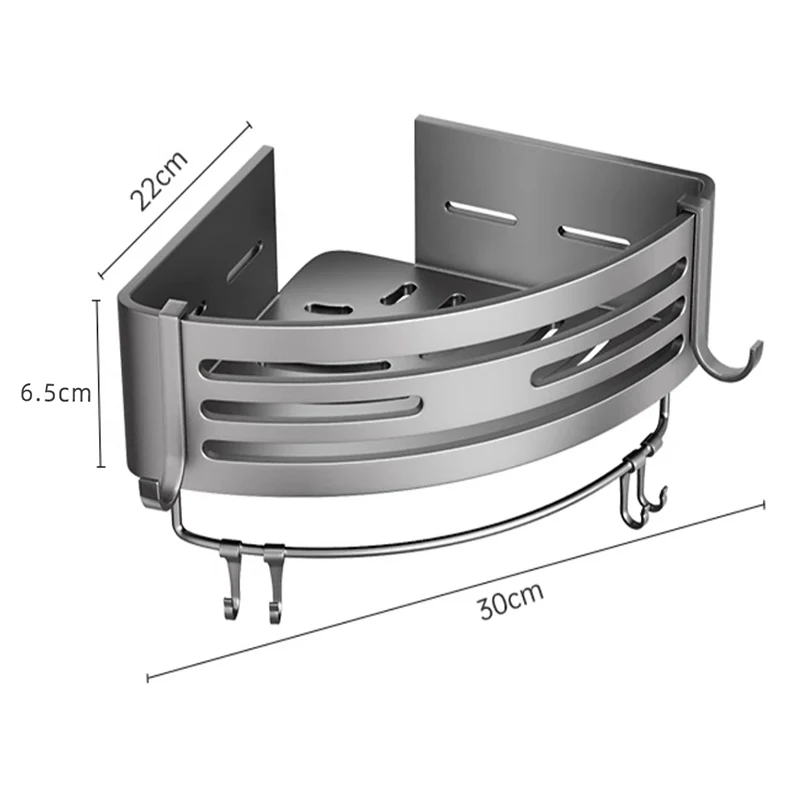 Wall Mounting Metal Corner Storage Shelves Kitchen Aluminum Triangle Storage Baskets