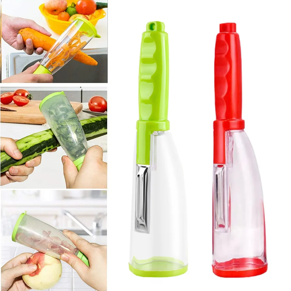 Multi-function Vegetable Fruit Peeler with Rubbish Box Kitchen Accessories kitchen gadgets Creative Storage Paring Knife