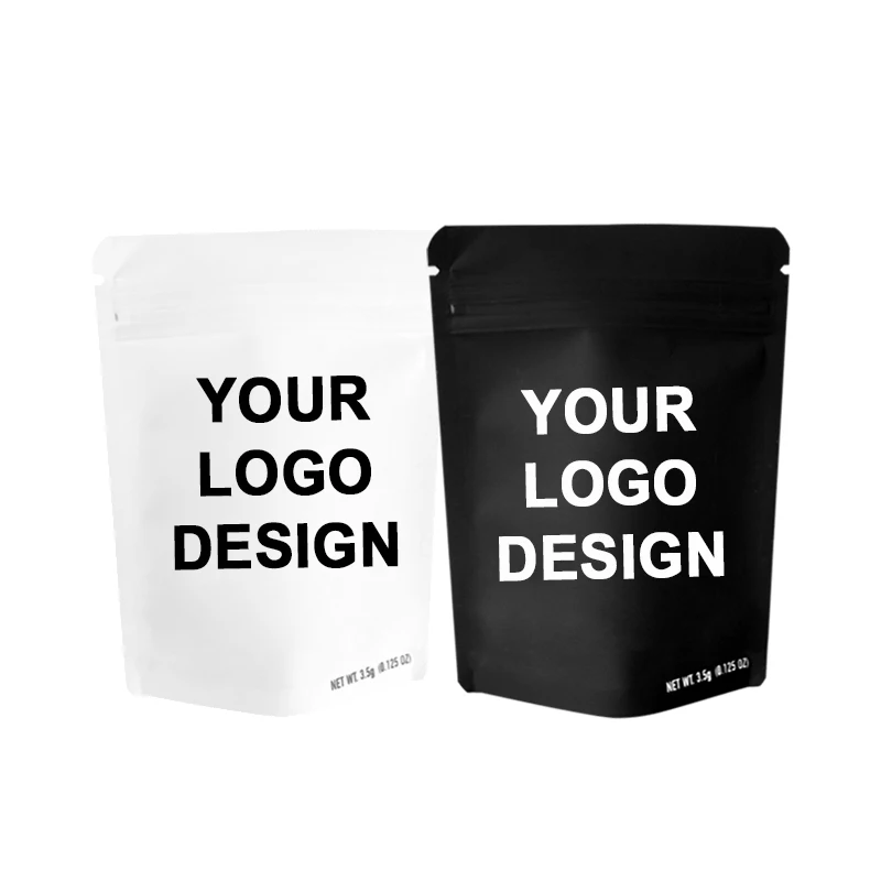 Custom printed metallic aluminum ziplock stand up plastic smell proof mylar packaging baggies