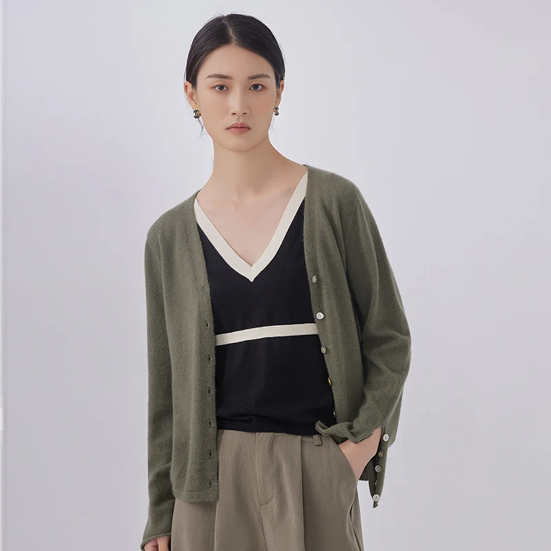 Кашемировый свитер для женщин спереди и сзади с v-образным вырезом майка на бретелях без рукавов; Цвет черный и белый; Вязаный джемпер для девочек