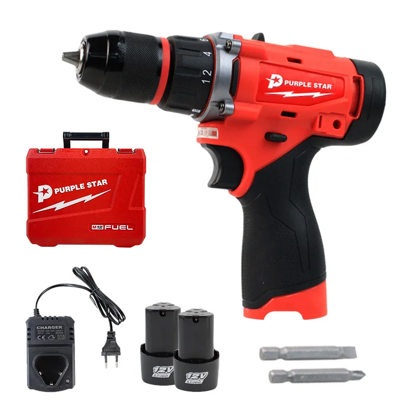 Multifunctional lithium electric drill set impact radio screwdriver electric batch household brushless screwdriver