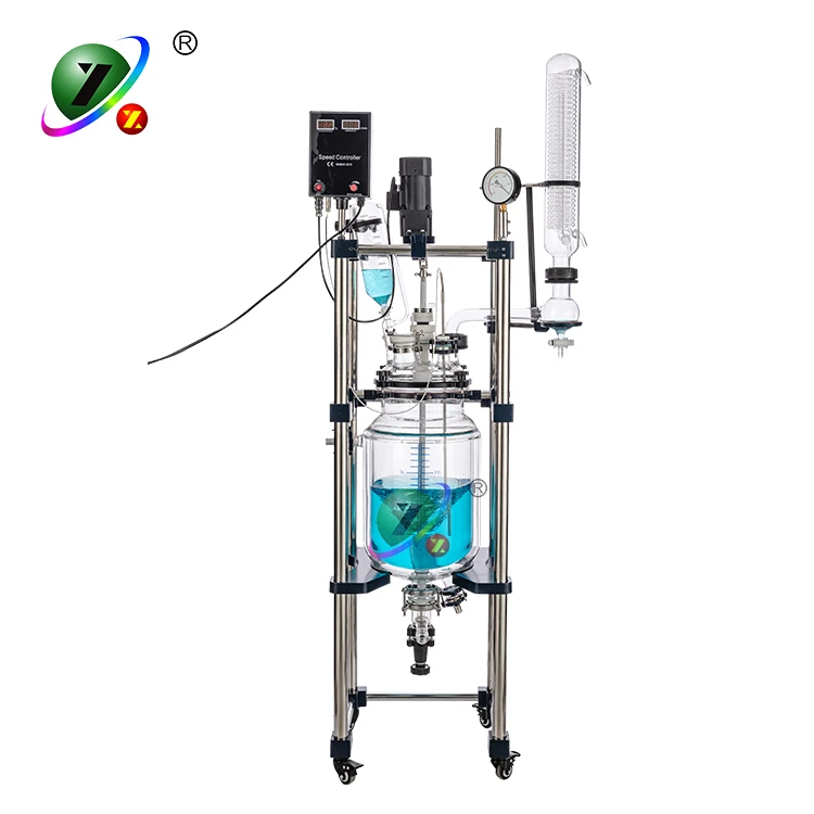 Chemical 10l jacketed double layer glass reactor vessel design