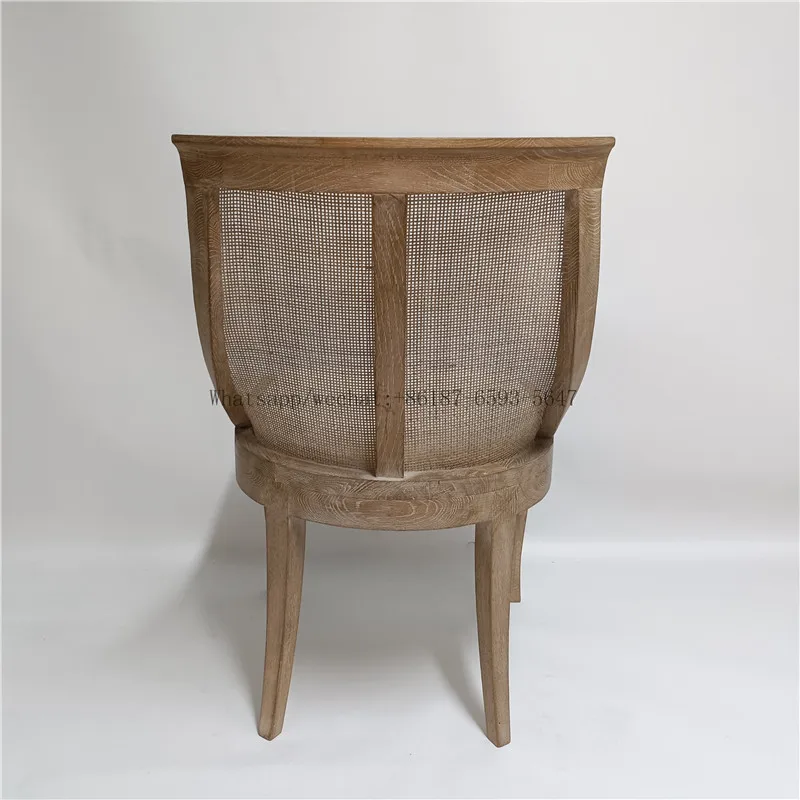 French provincial style oak wing back rattan dining chair