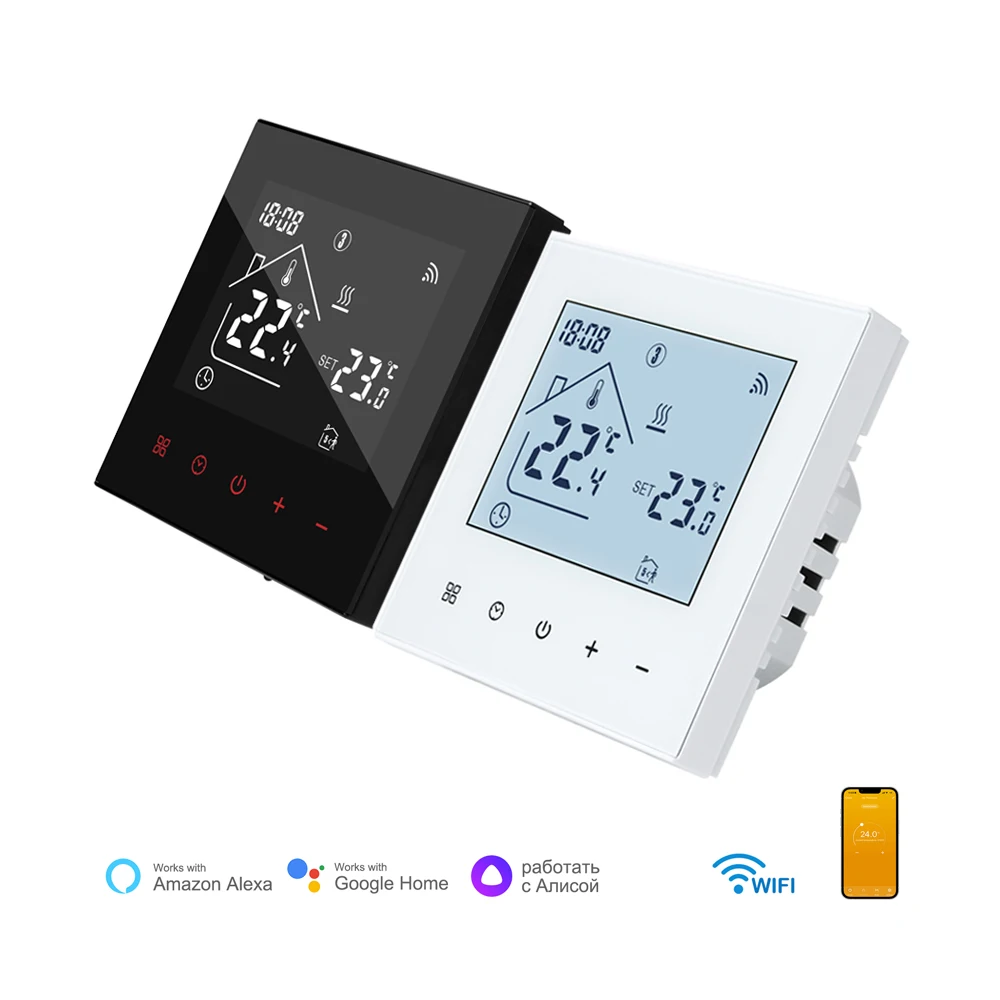 Голосовое управление ЖК-дисплей Умный домашний термостат Tuya по Wi-Fi для электрического подогрева пола 16 А