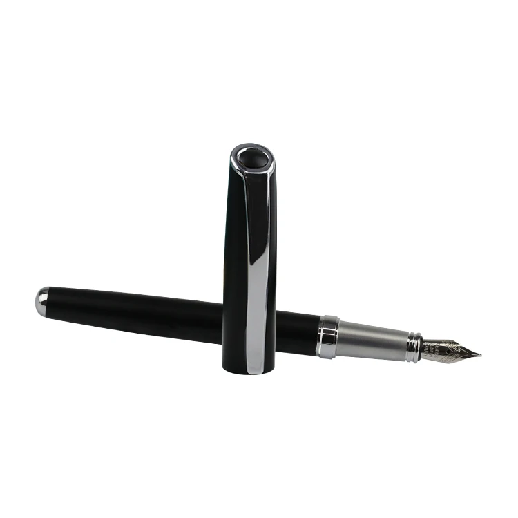 
Amazon best selling luxury metal fountain pen black classic customized engarve logo metal fountain pen ink 