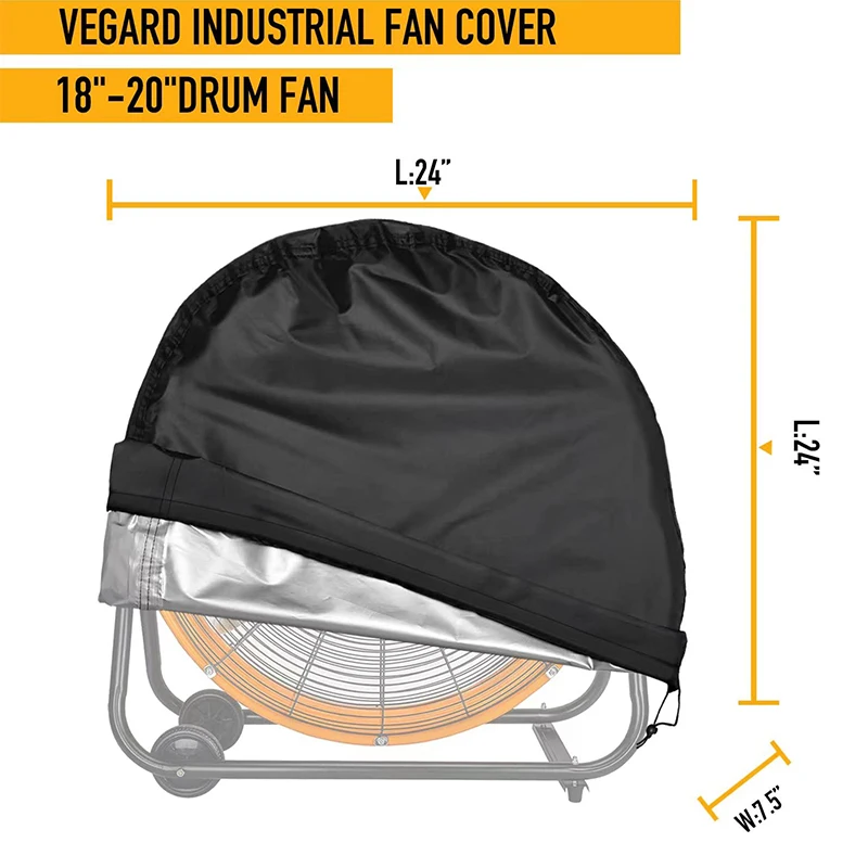 Outdoor Industrial Heavy Duty Waterproof Fan Cover For High Velocity Floor Fan, Drum Fan, High Speed Blower,Suitable