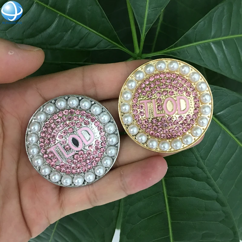 TLOD Round Pearl Pink Crystal Enamel Metal Jewelry Brooch For Top Ladies Of Distinction Inc Inspired Women Sorority Lapel Pin
