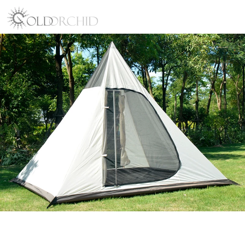 New Arrival Double Layer Rainproof Aluminum Pole Pyramid Shape Ultralight Yurt Outdoor Camping Tent