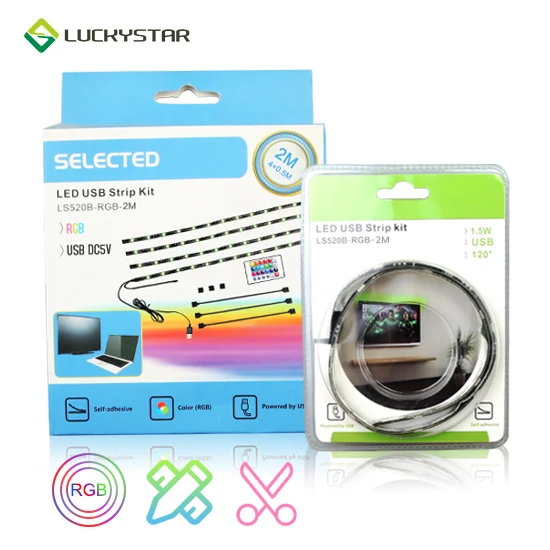 LUCKYSTAR USB DC5V Waterproof IP65 European market  Flexible CE Rohs smd3528 strips led tv