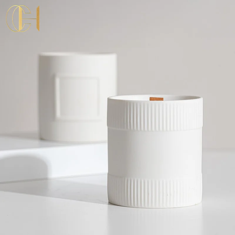 Luxury Customized Cement Candle Holder Home Decoration Ceramic Bougies Kerzen Custom Soy Wax Jar Private Label Scented Candles