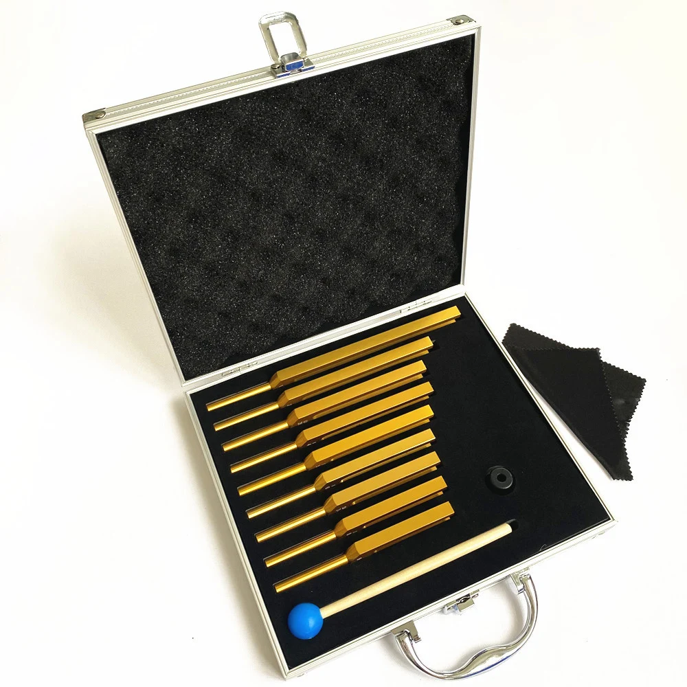 Solfeggio Frequency Tuning Fork Set for Full Body Healing Chakra Sound Therapy Golden