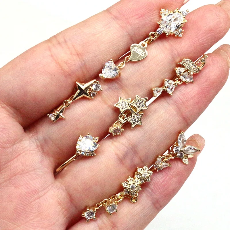 Gaby new arrive butterfly heart design dangle clip on faux nose ring cuff  nose cuffs  nose ring non piercing jewelry