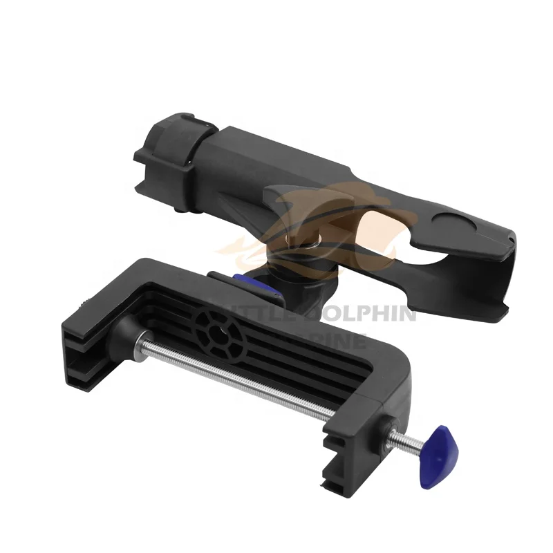Black Plastic Kayak Fishing Support Rod Holder Bracket Yacht Fishing Tackle Tool 360 Degrees Rotatable Rod Holder with Screws