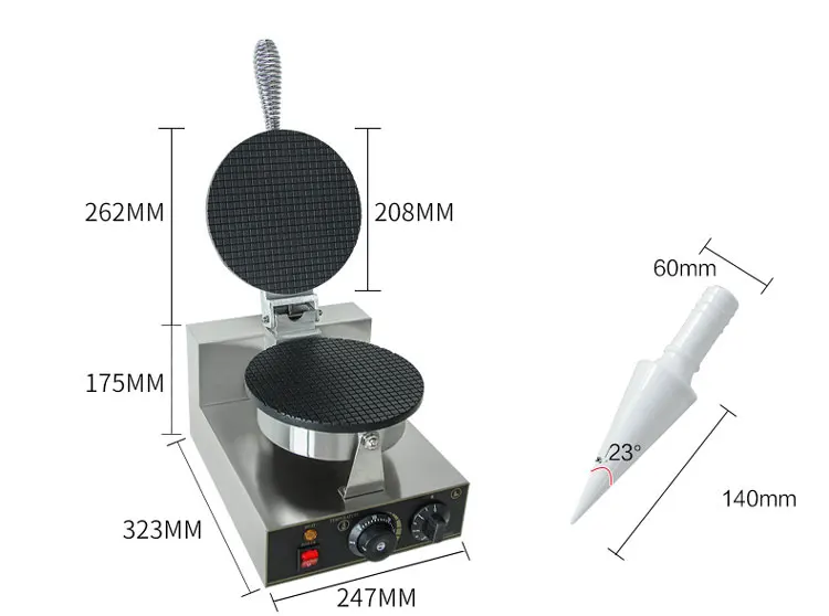 Stainless Steel Bubble Waffle Cone Maker Commercial Ice Cream Cone Machine