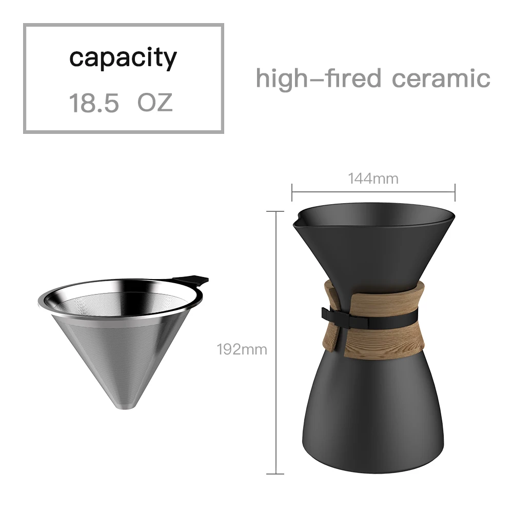 Wholesale 550ml ceramic coffee maker cafe filter pour over jug pourover drip ceramic coffee pot