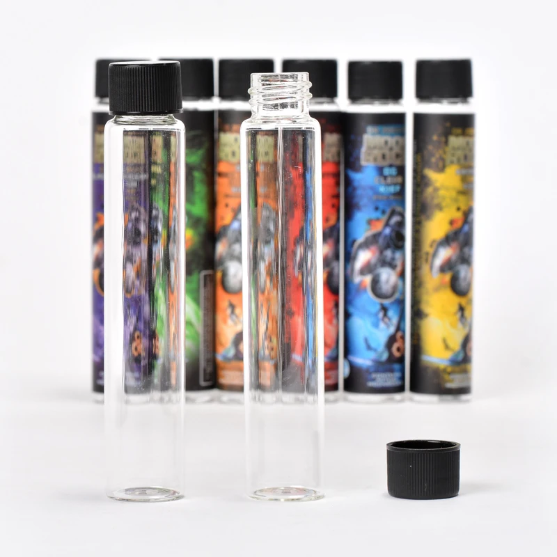 
Moonrock Pre-Rolled Empty Glass Tube Packaging Custom Labels Dankwoods Cork Top Holographic Stickers Pre Rolling Packaging 
