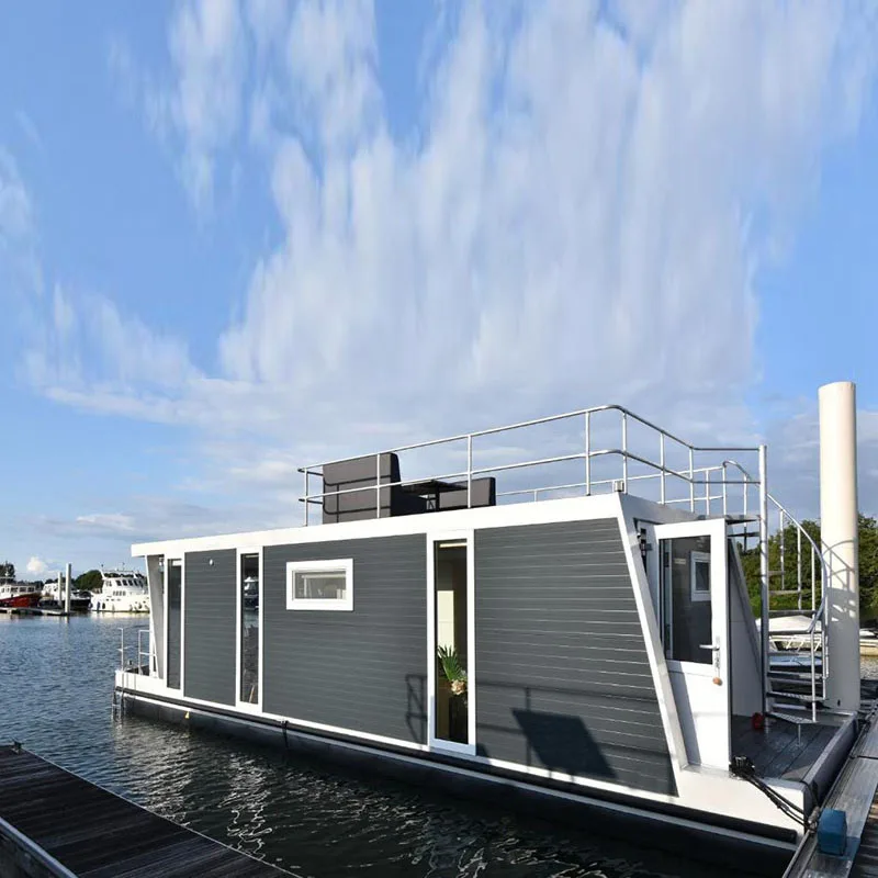 Quick Assembly Modern Quality Aluminum Floating Hotel Mobile Home Floating Cabin Modular Prefab Floating House Houseboat Life