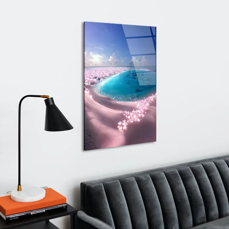 Home Decoration Seascape Designs UV Print Painting And Wall Arts Customizable Size 4 mm Tempered Glass Acrylic Painting
