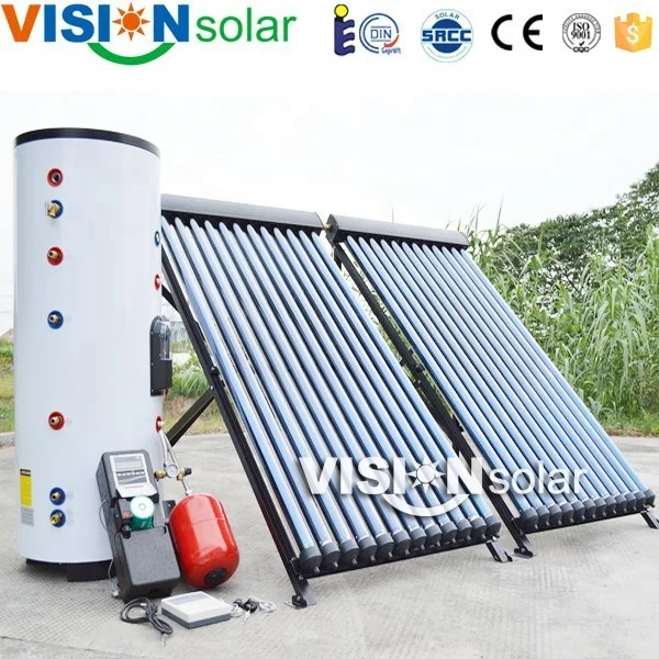 Dual Exchanger Coil Solar Water Heating system 1000l with heat pipe solar collector