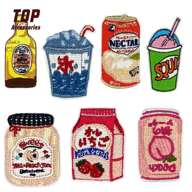 Milk Drink Cartoon Embroidered Patch Custom Badge Embroidery and Cute Embroidery Badge