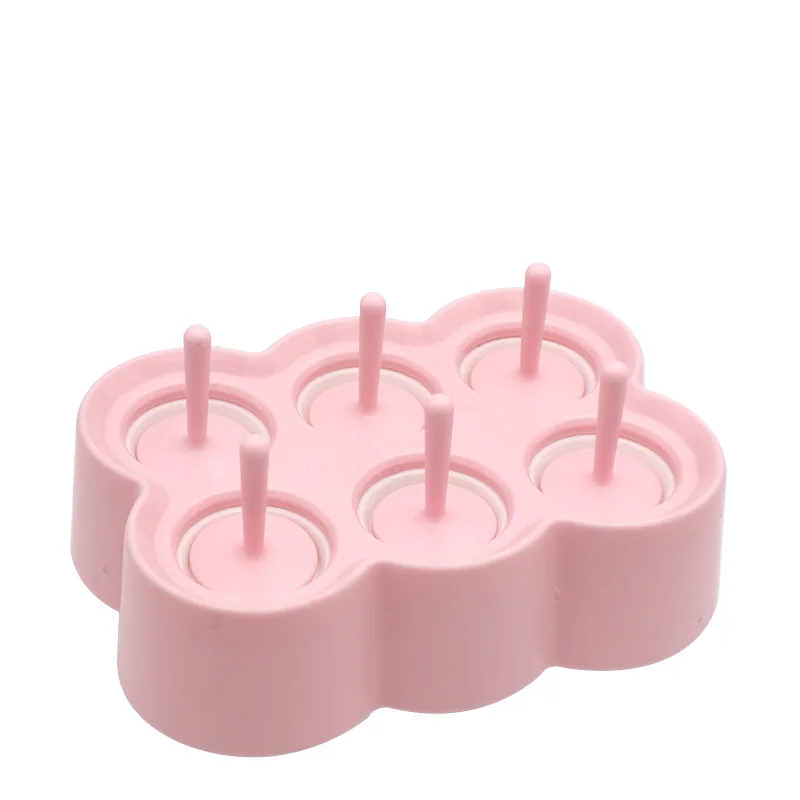 INS Creative Cartoon Silicone DIY Popsicle Mold Six Popsicle Box Ice Lattice Animal Ice Cream Maker Tools