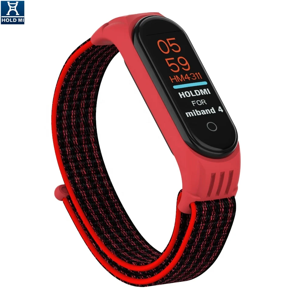 ODM Holdmi 4311 Series Smart Bracelet Color Replacement Nylon Red Black Miband 4 Strap 1 Lot = 1 Bag = 50 Pcs Same Color Strap
