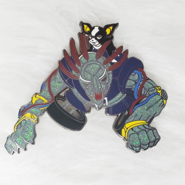 New promotional wholesale custom metal lapel pins hard enamel with glitter