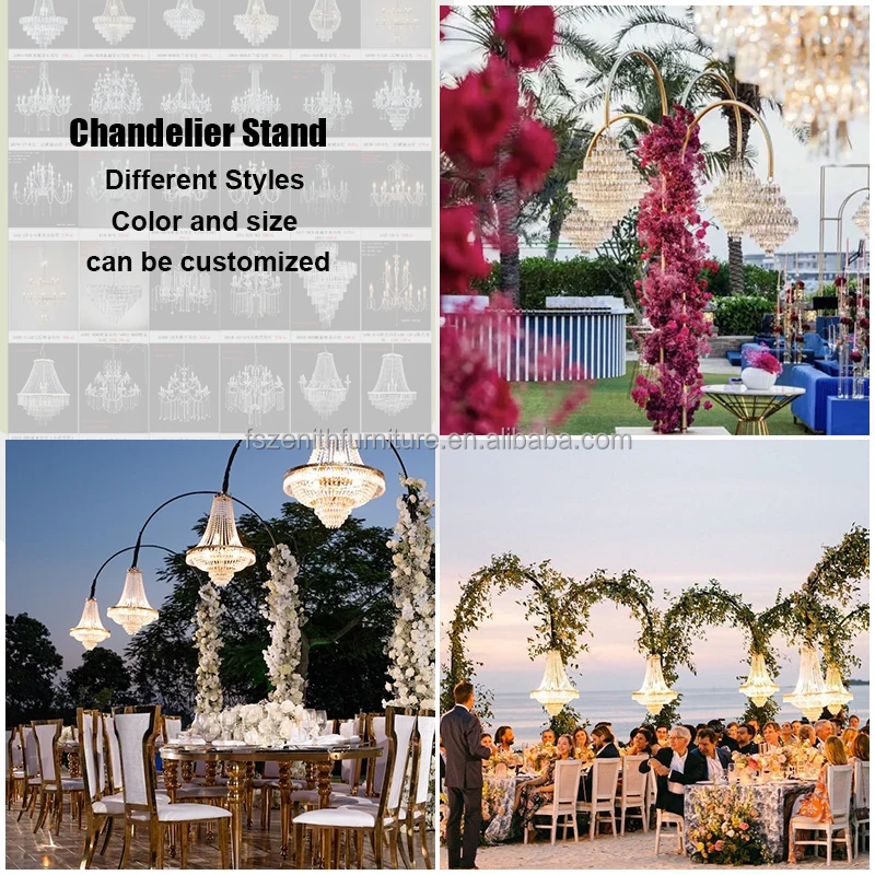 White Gold Black Wedding Light Props Crystal Chandelier Stand Luxury Party Events Wedding Chandelier Hanger