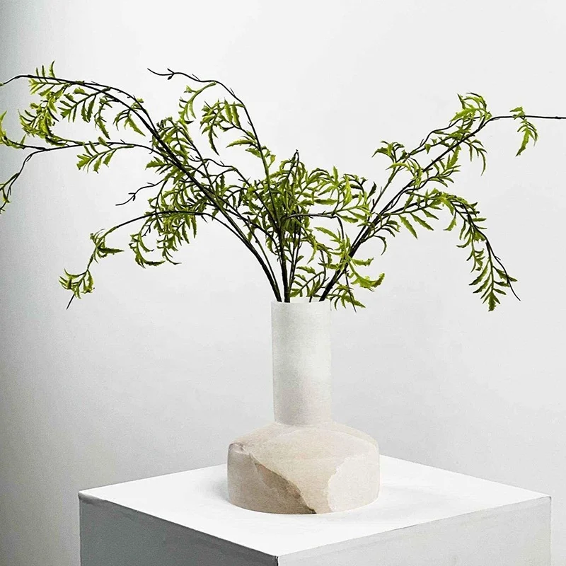 stonekocc Spanish Alabaster White Marble Stone Flower Vase Arrangement Room Hotel Bookcase Furnishings Decorative Ware Crafts