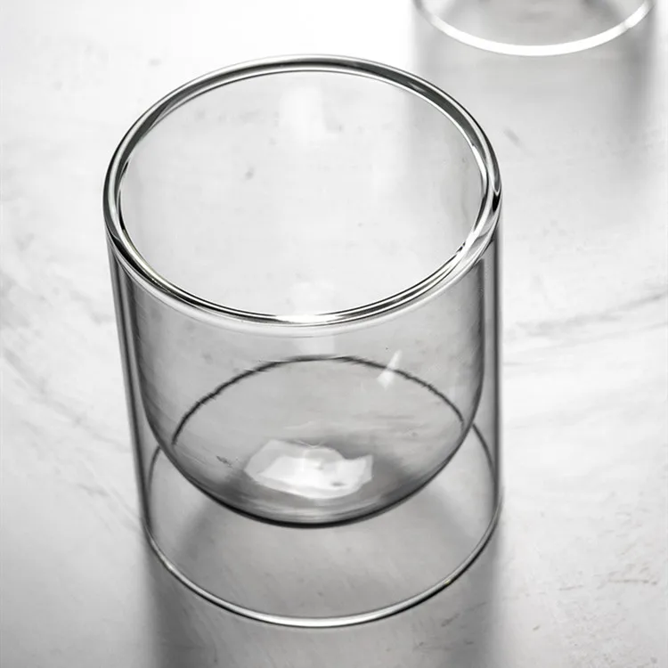 Wholesale Luxury Borosilicate Glass Candle Containers Handmade Unique Heat Resistant Double Wall Candle Glass Jars