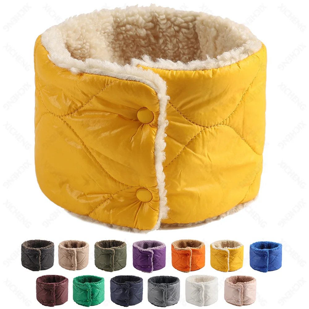 Solid Color windproof Fleece polar Neck Gaiter Women Men Custom Logo Neck Warmer Winter Thick Leather Ski Tube Scarf