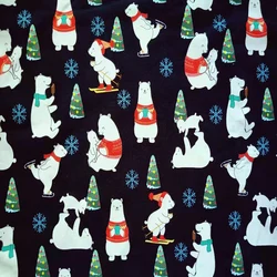 Custom Printed Christmas Bear Cotton Jersey Knitted Spandex Fabric For Kids Clothing