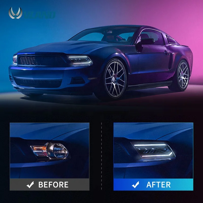 VLAND Factory LED Headlight for Ford Mustang 2005 2006 2007 2008 2009 Body Kit Accessories Light Car Bodykit Auto Parts Head