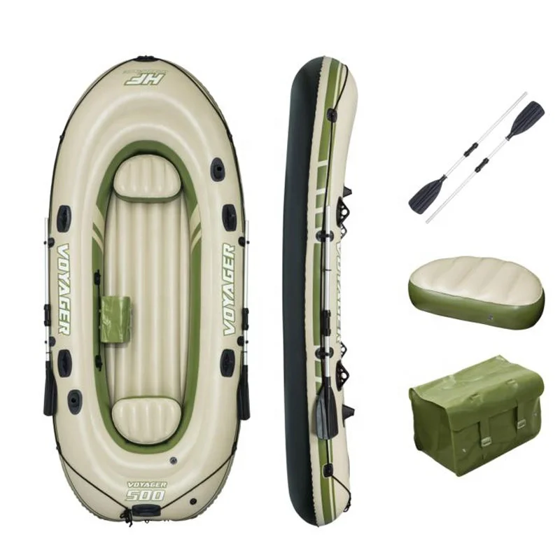 Bestway 65001 Hydro Force Voyager 500 Raft Boat Inflatable Fishing Rowing Boat For 3 Person